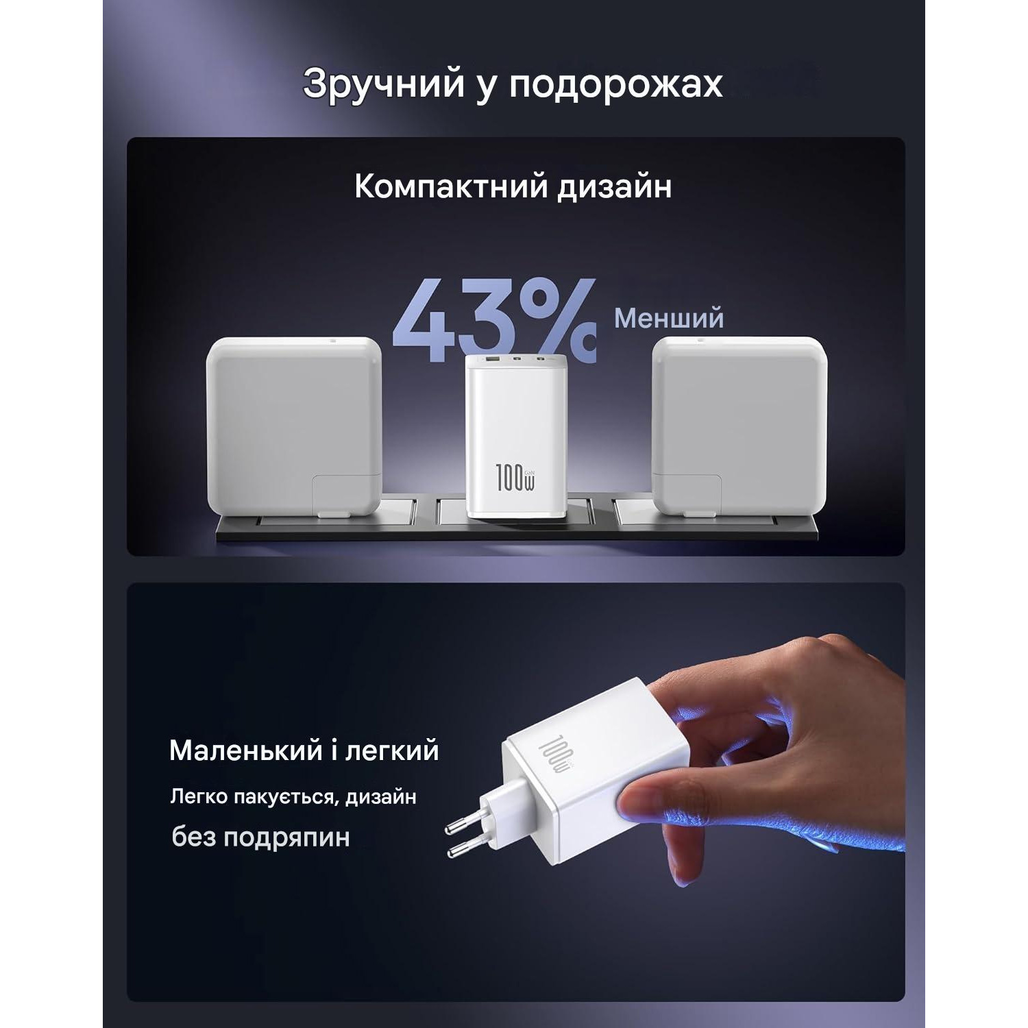 Зарядний пристрій BASEUS EnerFill FE11 Fast Charger 2C+U 100W White (P10182102213-00)