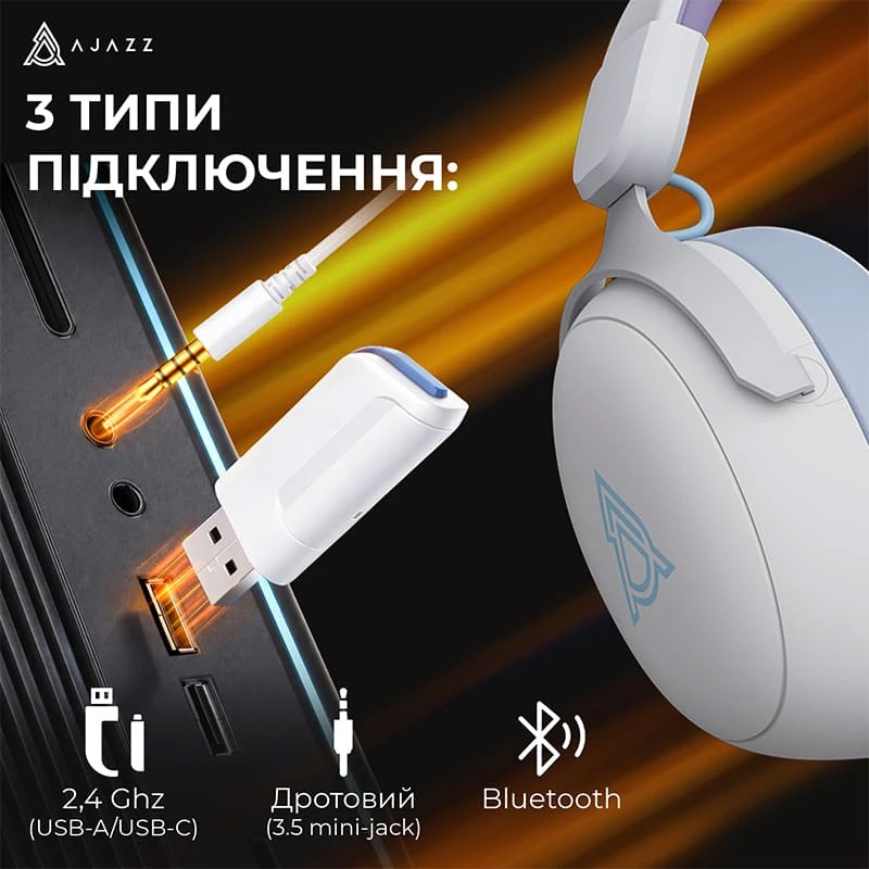 Навушники геймерскі AJAZZ AHM08 Max Blue