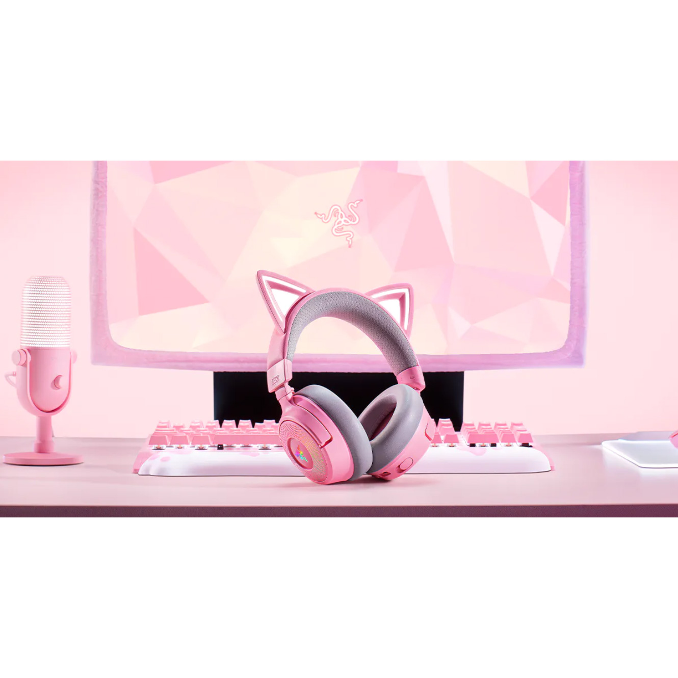 Навушники геймерскі RAZER Kraken Kitty V3 Pro Quartz (RZ04-05170200-R3M1)