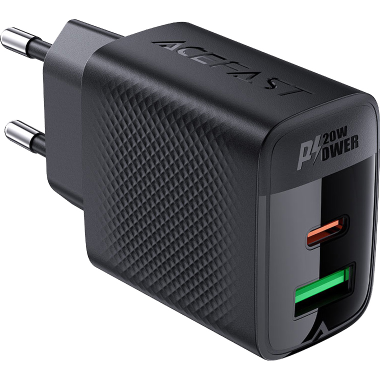 Зарядное устройство ACEFAST A78 Fast Charge Wall Charger GaN PD20W (1xUSB-C + 1xUSB-A) Black