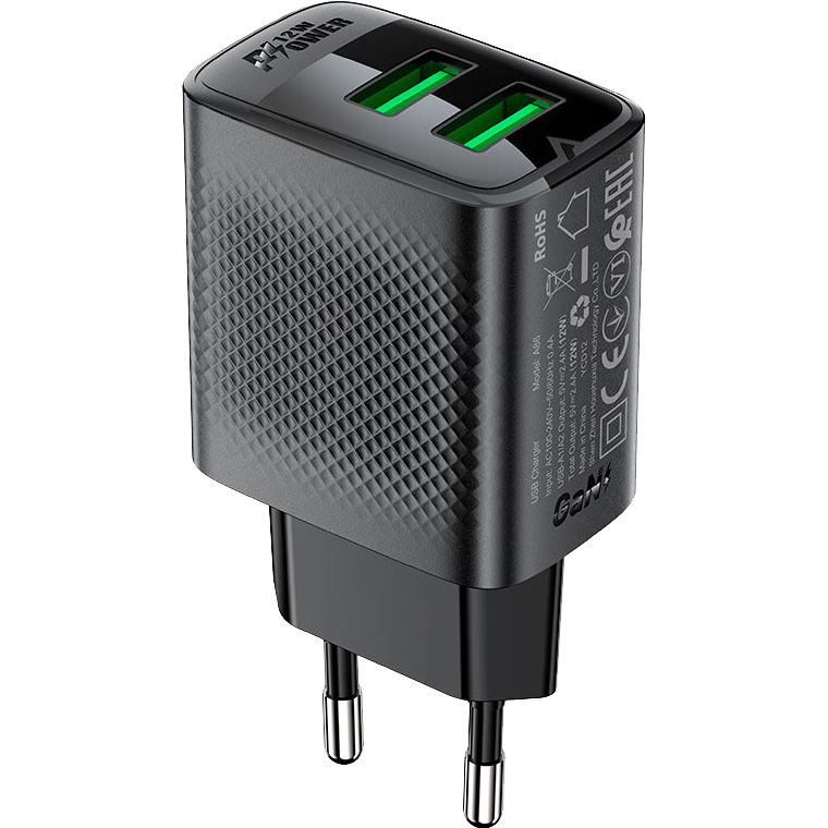 Зарядное устройство ACEFAST A86 Fast Charge Wall Charger 12W (2xUSB-A) Black