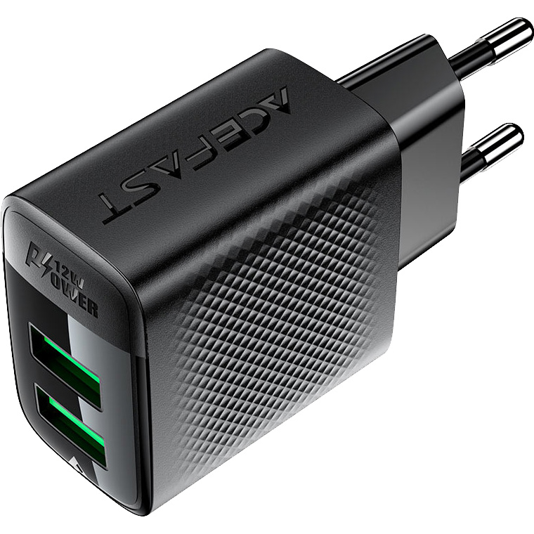 Зарядное устройство ACEFAST A86 Fast Charge Wall Charger 12W (2xUSB-A) Black