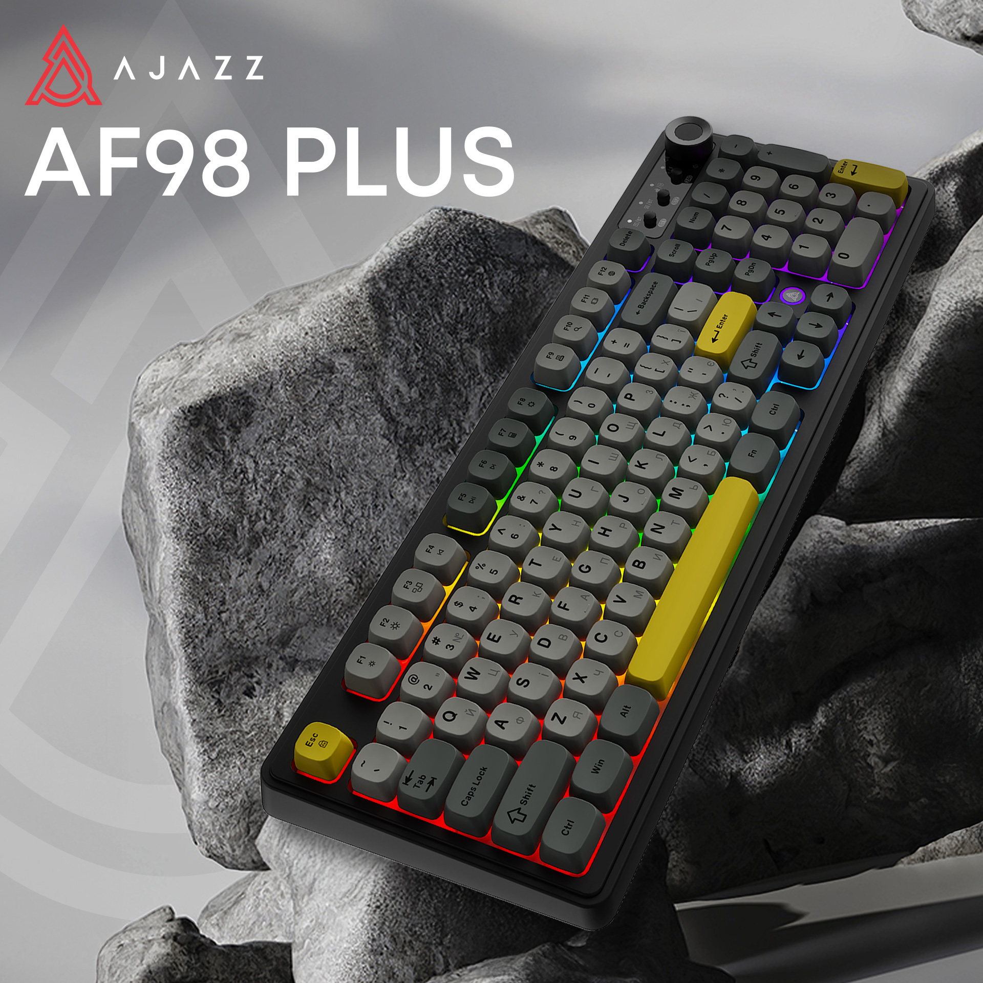 Клавіатура бездротова AJAZZ AF98 Plus Wireless Black/Gray/Yellow