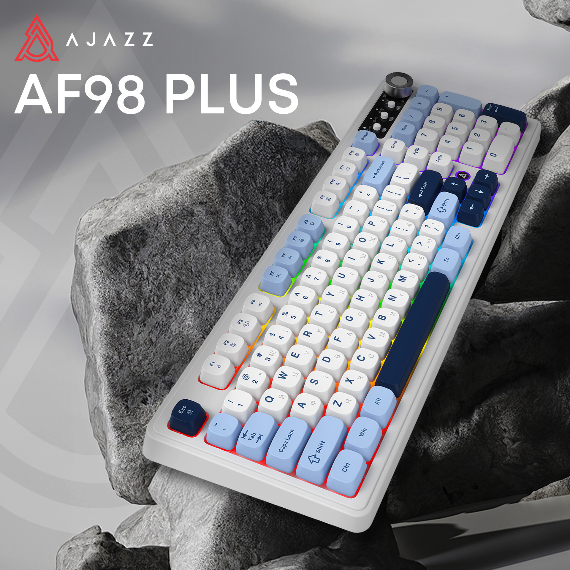 Клавіатура бездротова AJAZZ AF98 Plus Wireless White/Blue