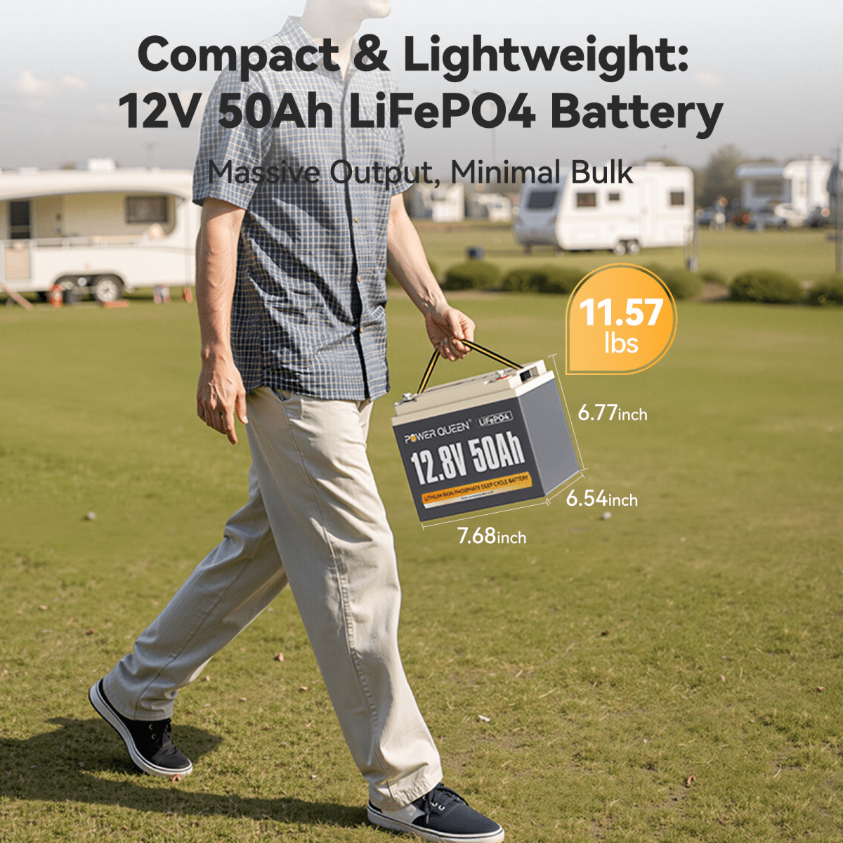 Акумуляторна батарея POWER QUEEN LiFePO4 12V 50Ah Deep Cycle Lithium Battery (12.8В, 50Агод)