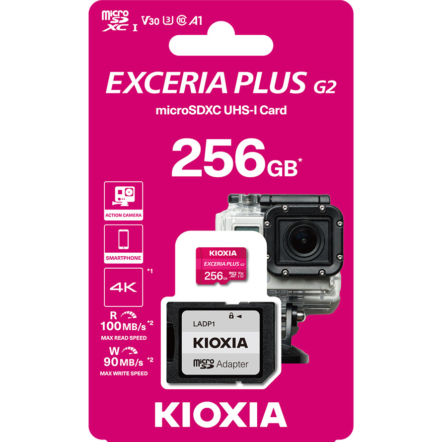Карта памяти KIOXIA (Toshiba) microSDXC Exceria Plus G2 256GB UHS-I U3 V30 A1 Class 10 + SD-adapter (LMPL2M256GG2)
