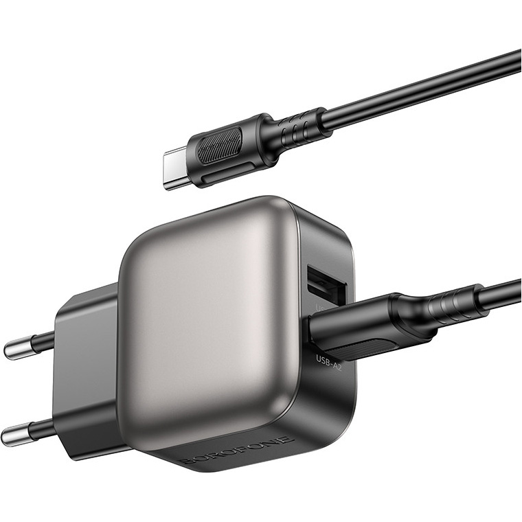Зарядний пристрій BOROFONE BA51A Absolute 2xUSB-A, 2.4A Black w/Type-C cable