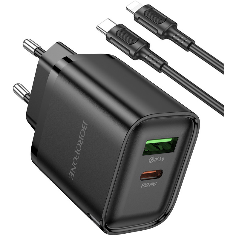 Зарядное устройство BOROFONE BA83A Flare Star Black w/Type-C to Lightning cable