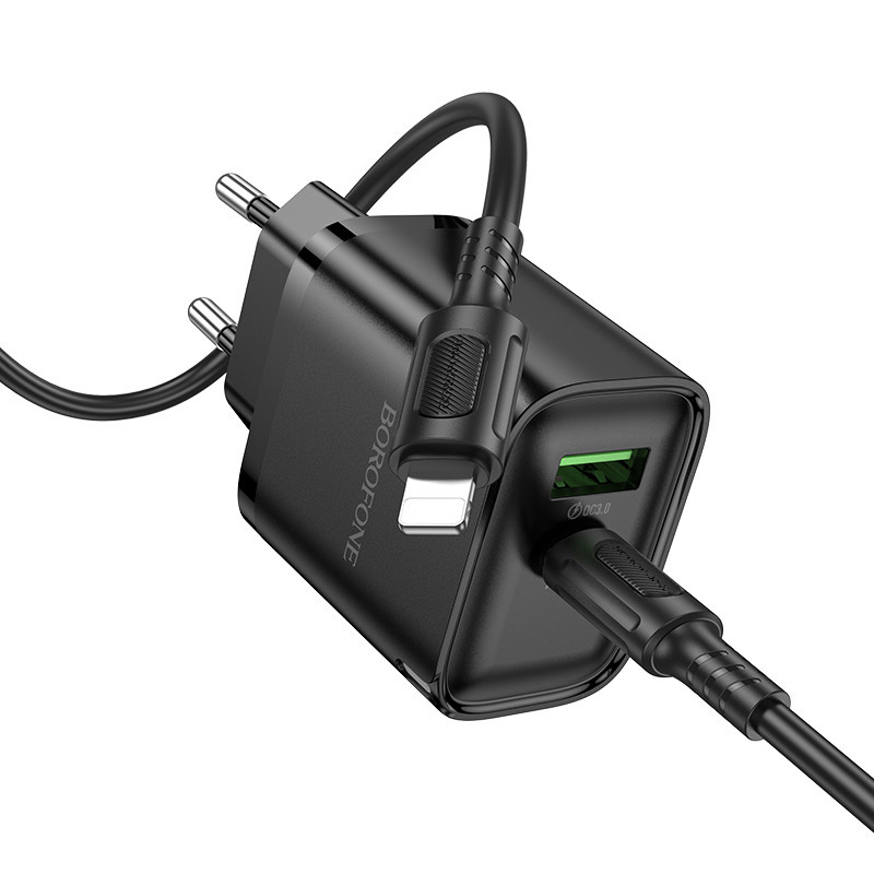 Зарядное устройство BOROFONE BA83A Flare Star Black w/Type-C to Lightning cable
