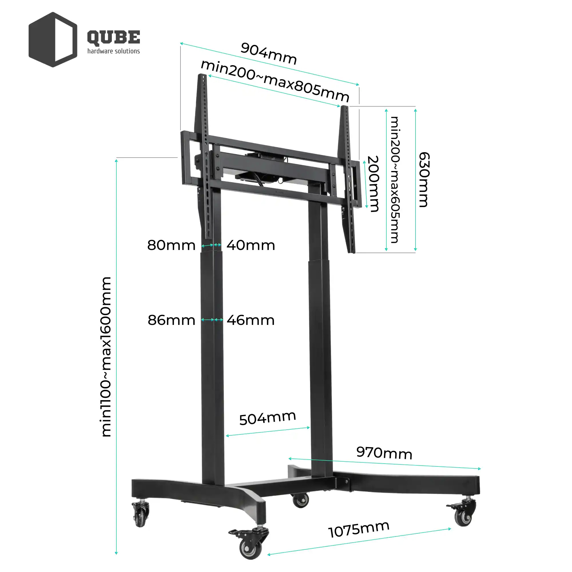 Презентаційна стійка з кріпленням під ТВ QUBE 100B120 50"-100" Black