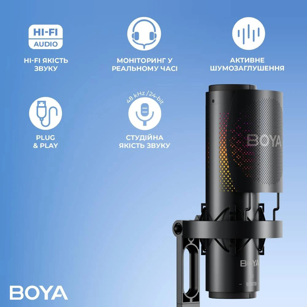 Мікрофон для стримінгу/подкастів BOYA K3 Desktop Microphone