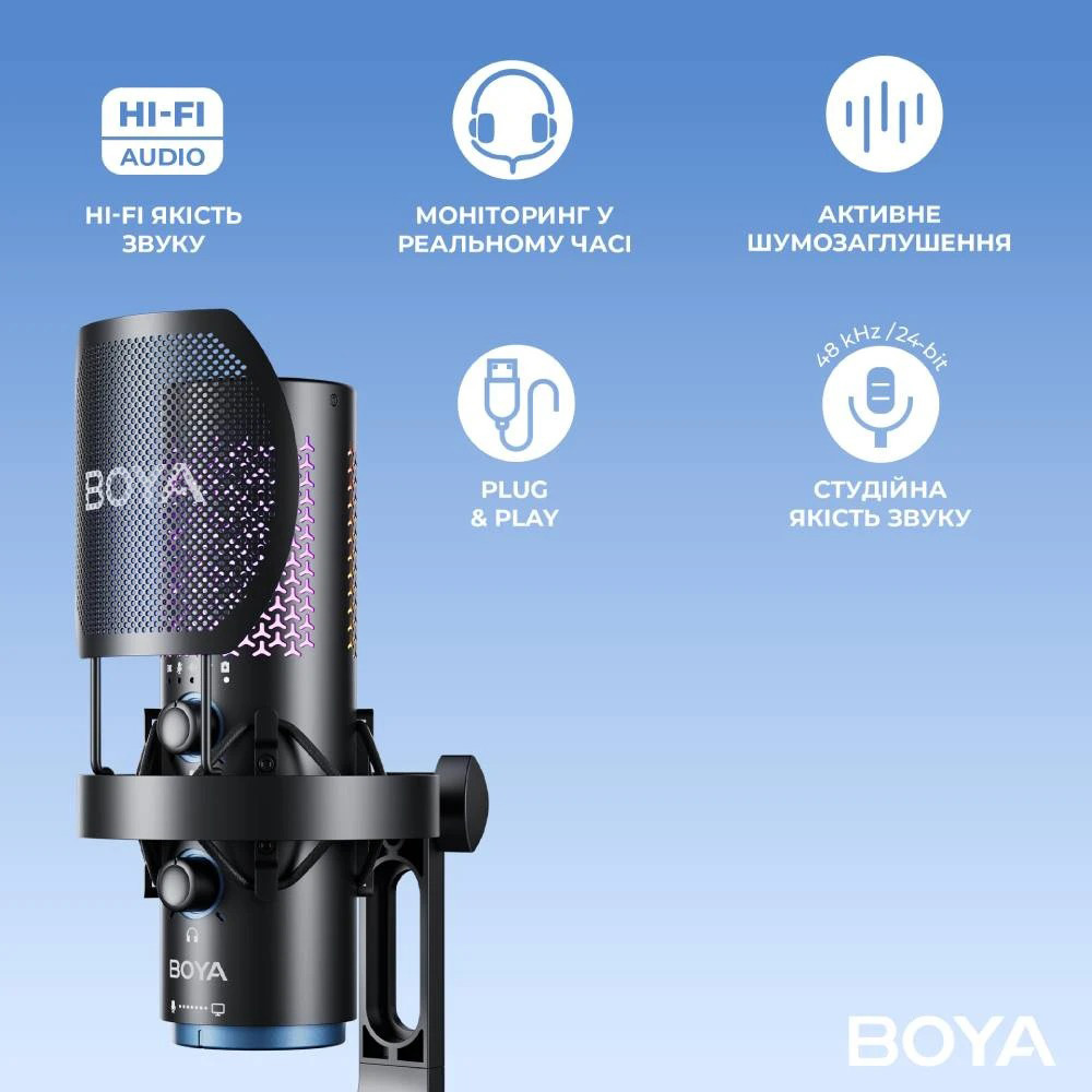 Мікрофон для стримінгу/подкастів BOYA K5 Wireless Vibrant Lightning USB Microphone
