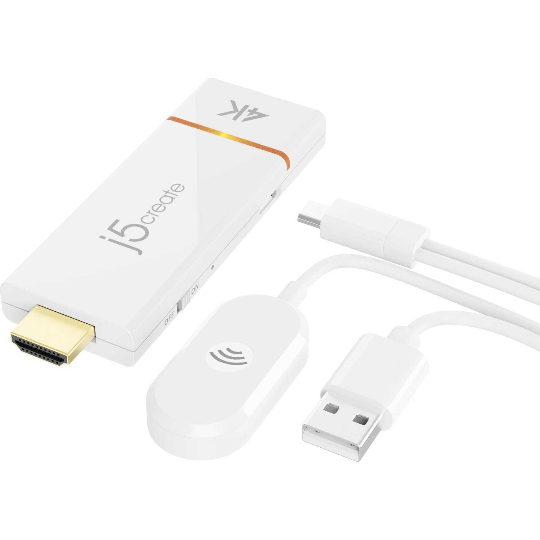 Адаптер беспроводной J5CREATE ScreenCast 4K Wireless Display Adapter v1.4 1м White (JVAW76-N)