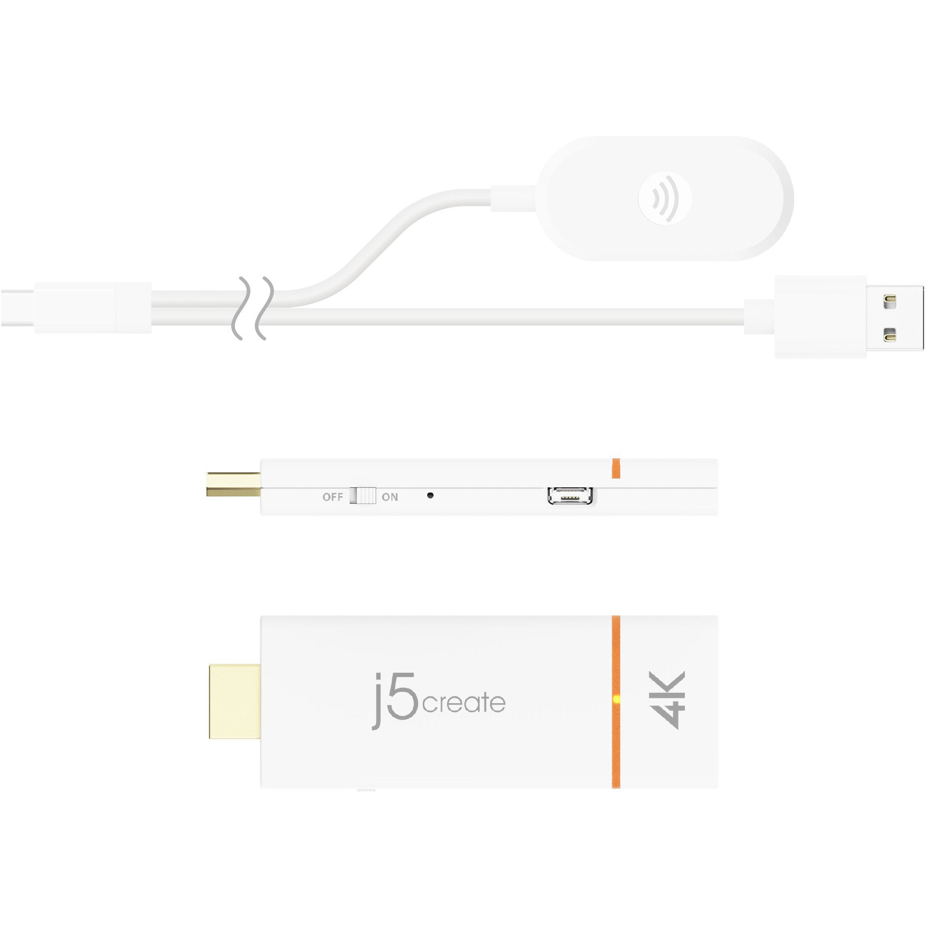 Адаптер беспроводной J5CREATE ScreenCast 4K Wireless Display Adapter v1.4 1м White (JVAW76-N)