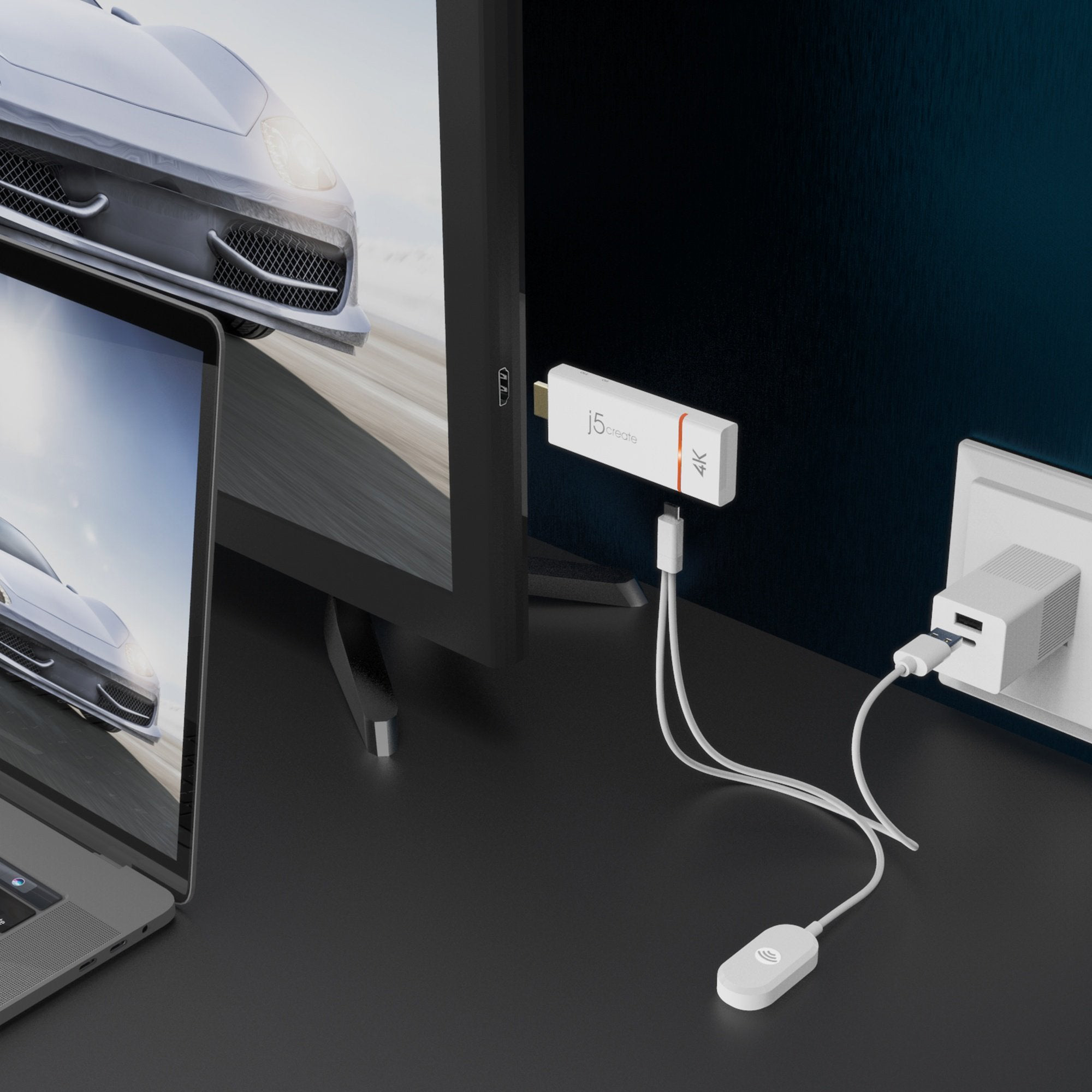 Адаптер беспроводной J5CREATE ScreenCast 4K Wireless Display Adapter v1.4 1м White (JVAW76-N)