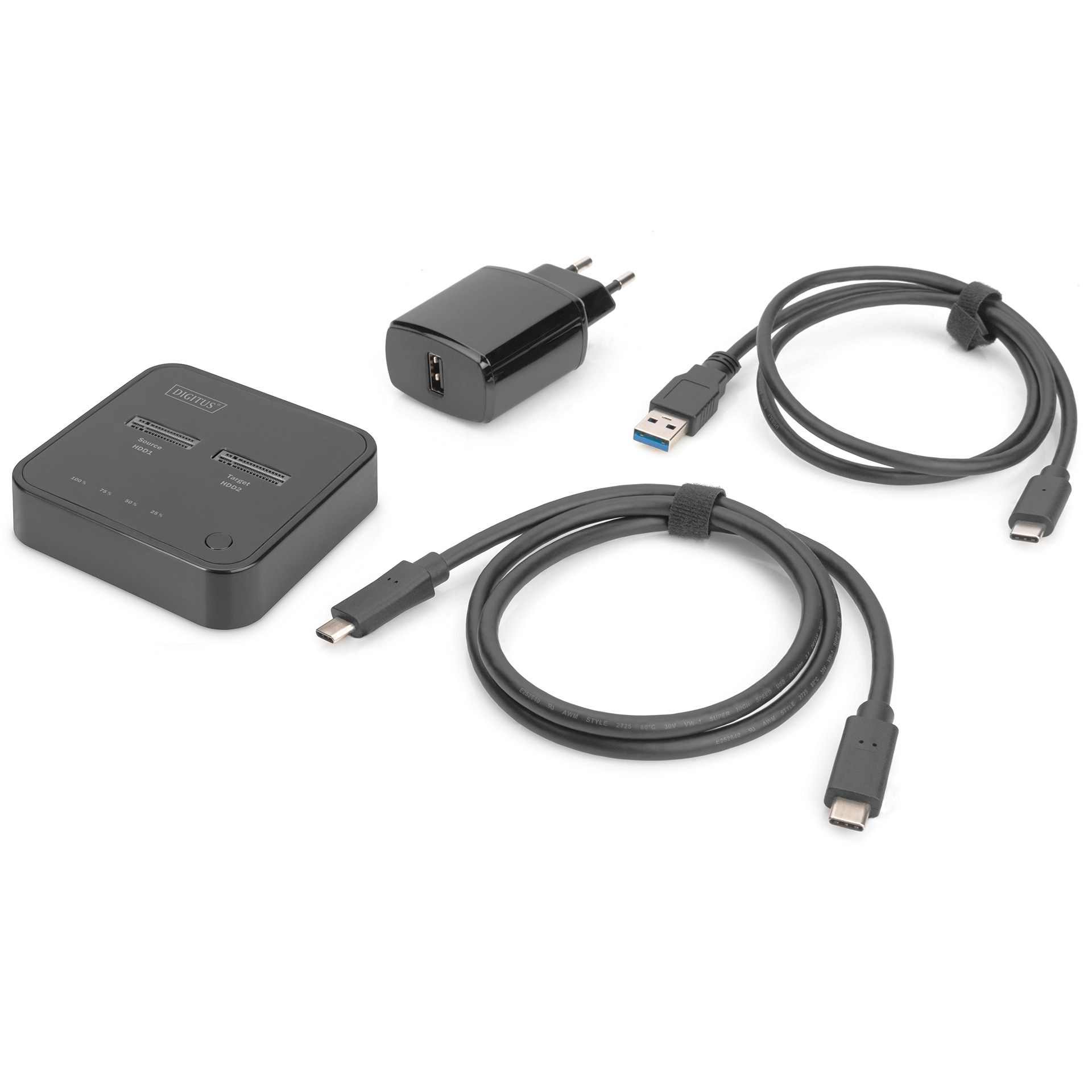 Док-станция DIGITUS Dual M.2 NVMe SSD Docking Station with Offline Clone Function NVMe PCIe M.2 to USB3.2