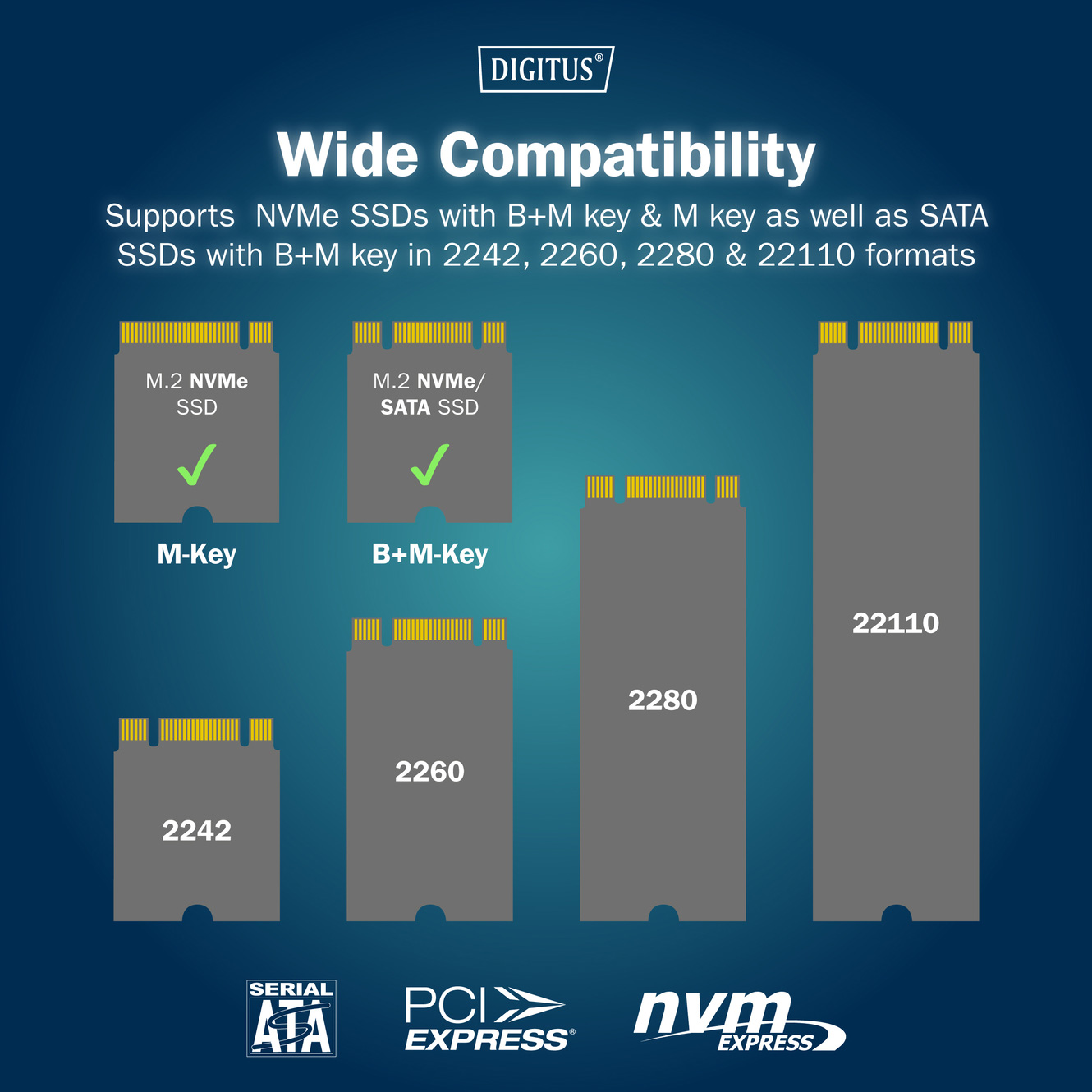 Док-станция DIGITUS M.2 NVMe + M.2 SATA SSD docking station with SD Express card reader NVMe SATA M.2 SSD to USB3.2