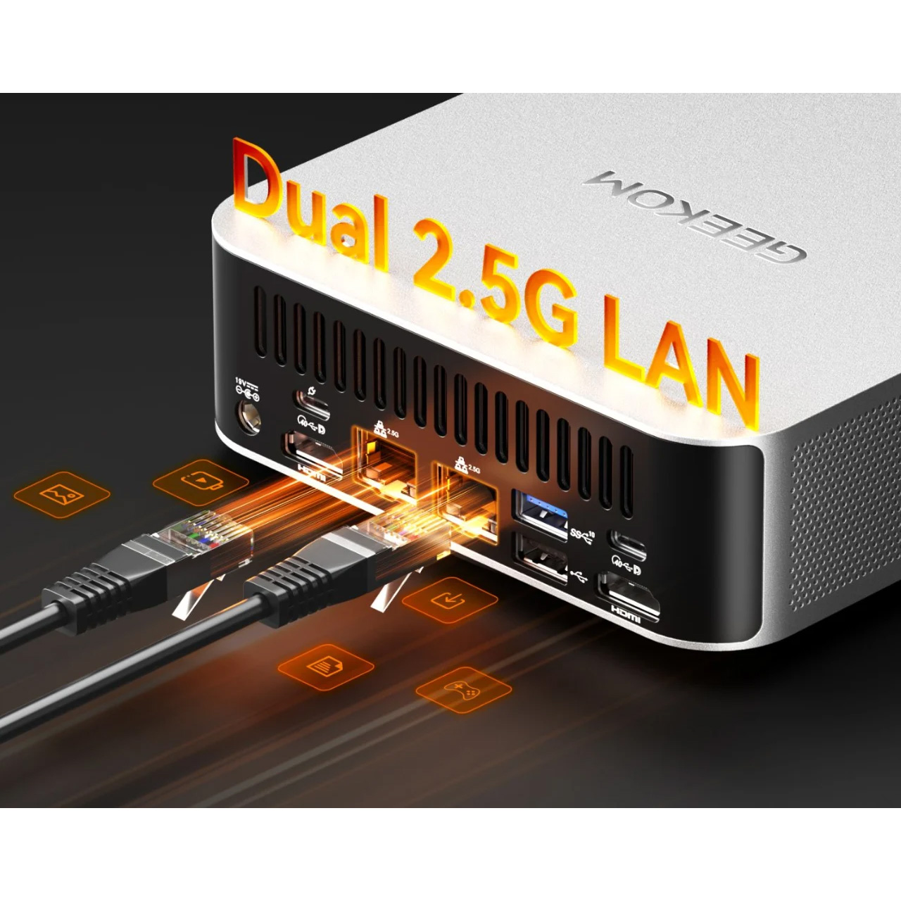 Неттоп GEEKOM A8 Max (R9 8945HS 4GHz/32GB/SSD 1TB/WF6E/BT/W11P) (GMA8MAXR98945HS-321T-EU)
