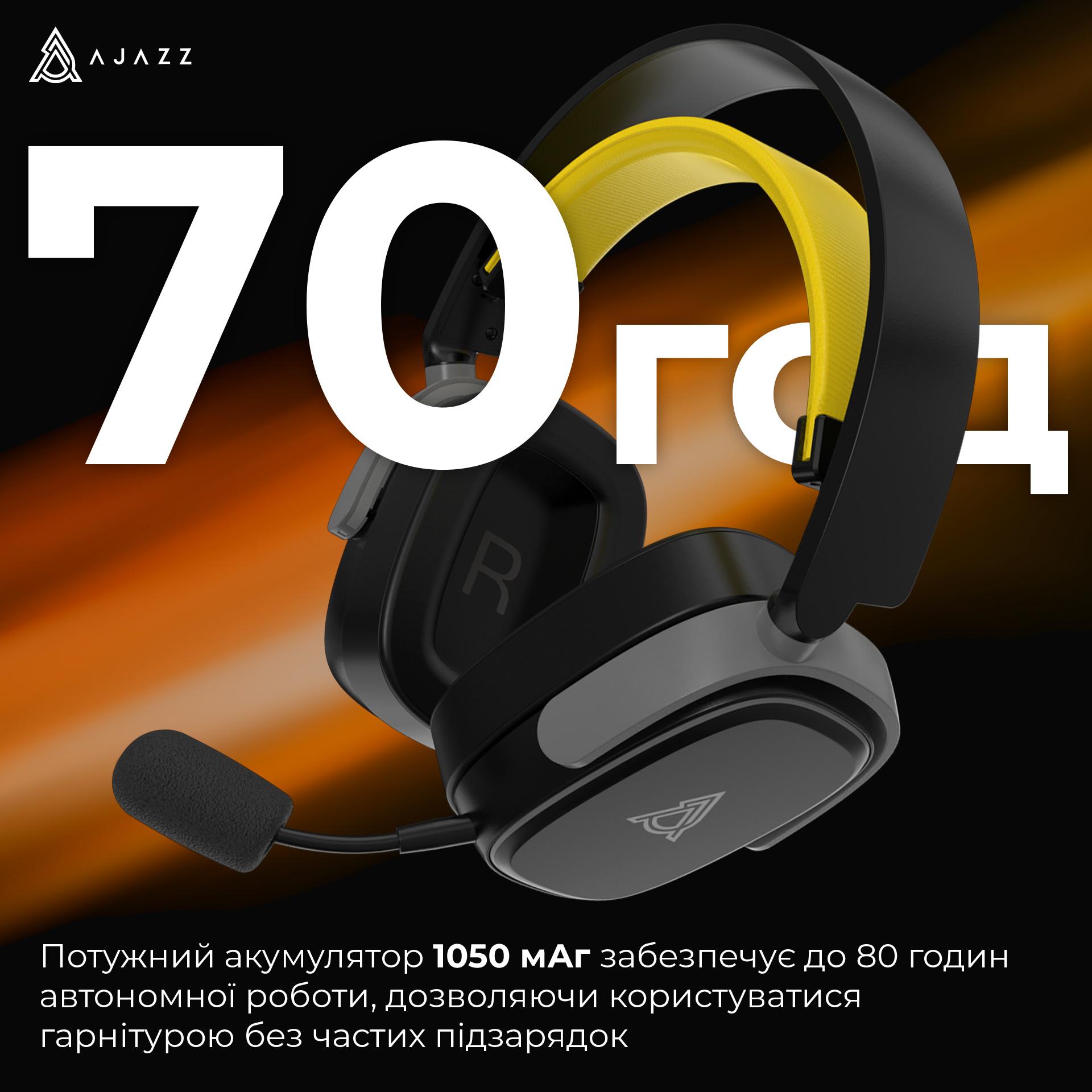 Навушники геймерскі AJAZZ AHM09 Max Black/Gray/Yellow
