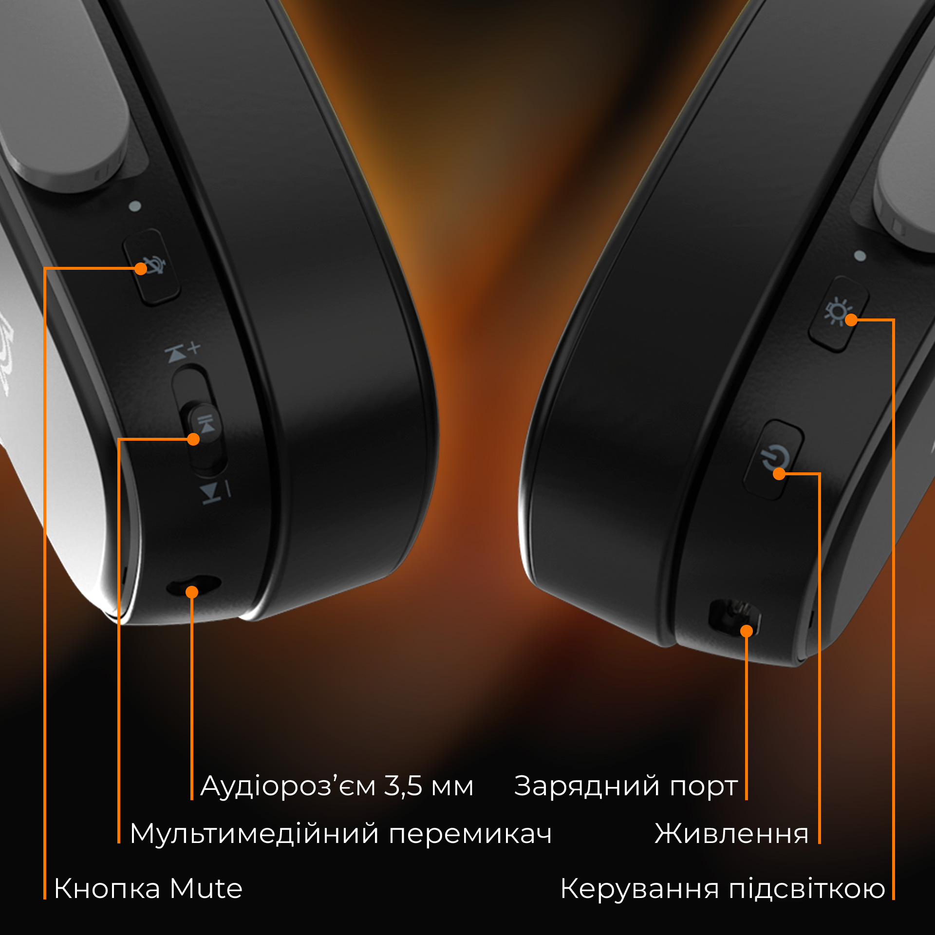 Навушники геймерскі AJAZZ AHM09 Max Black/Gray/Yellow