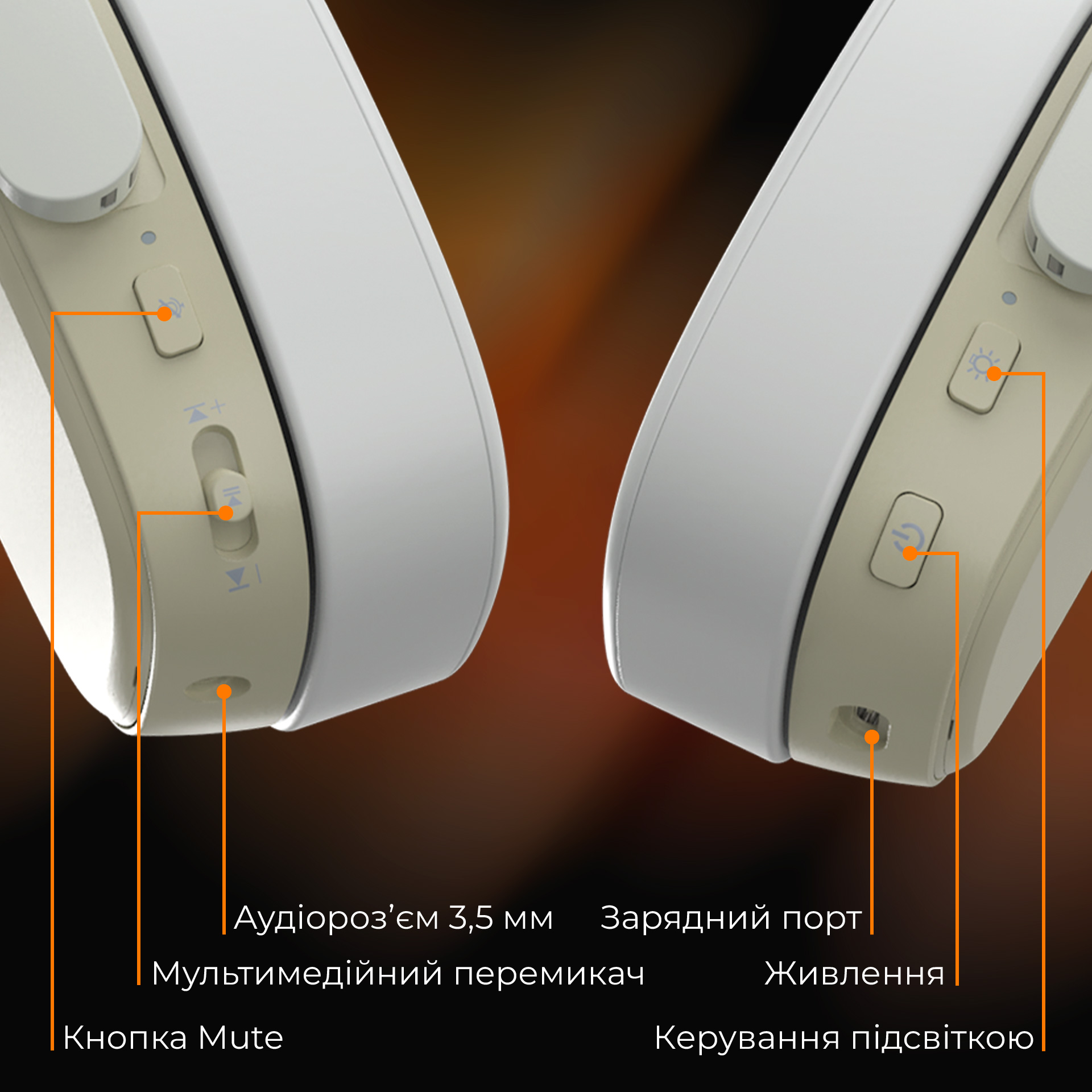 Навушники геймерскі AJAZZ AHM09 Max Gray/White