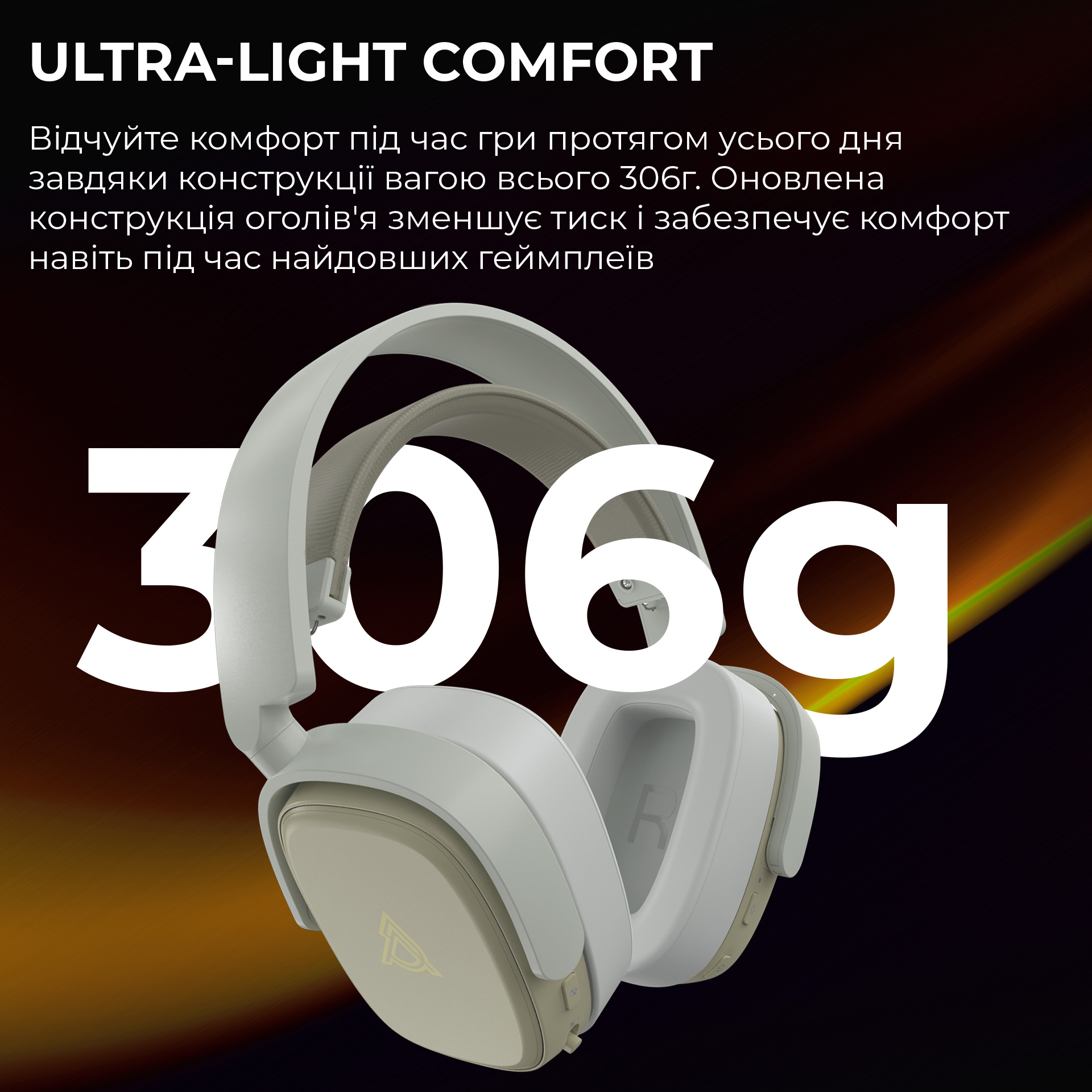 Навушники геймерскі AJAZZ AHM09 Max Gray/White