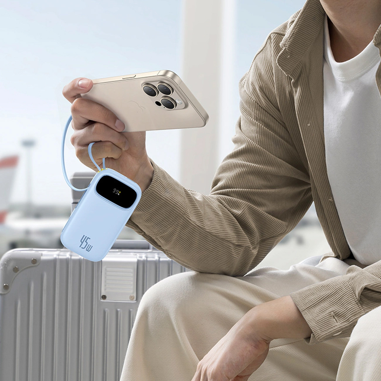 Повербанк BASEUS EnerFill FC31 Qpow 3 Power Bank with Built-in USB-C + iP Cables 45W 20000mAh Blue (E0028D03)