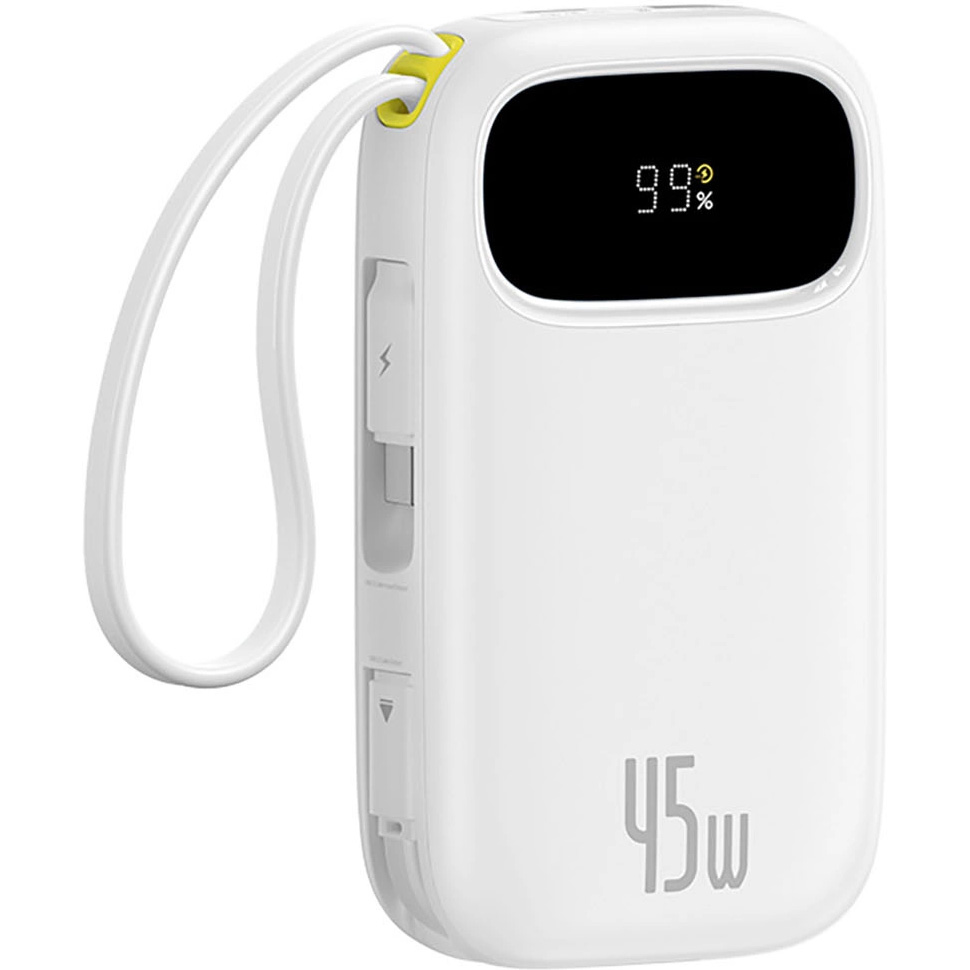 Повербанк BASEUS EnerFill FC31 Qpow 3 Power Bank with Built-in USB-C + iP Cables 45W 20000mAh White (E0028D01)