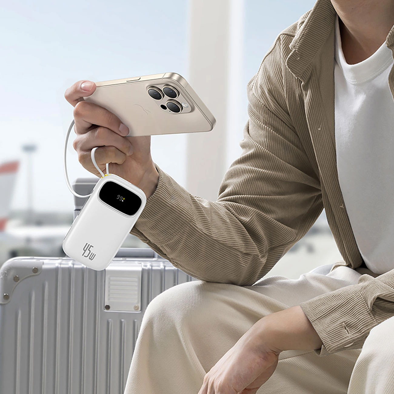 Повербанк BASEUS EnerFill FC31 Qpow 3 Power Bank with Built-in USB-C + iP Cables 45W 20000mAh White (E0028D01)
