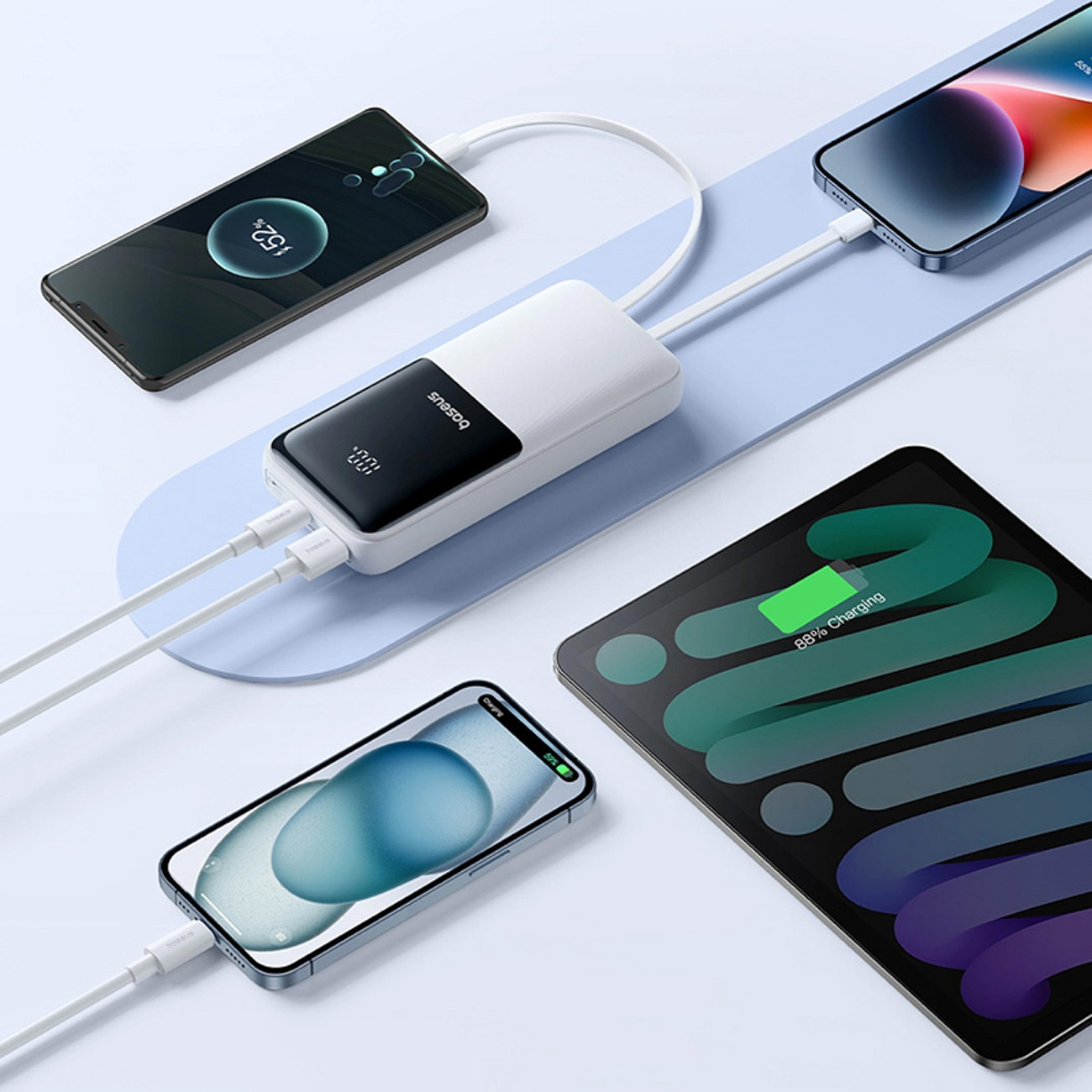 Повербанк BASEUS Lipow 20000mAh 22.5W with Built-In Lightning/USB-C cable 20000mAh White (P10079102213-00)