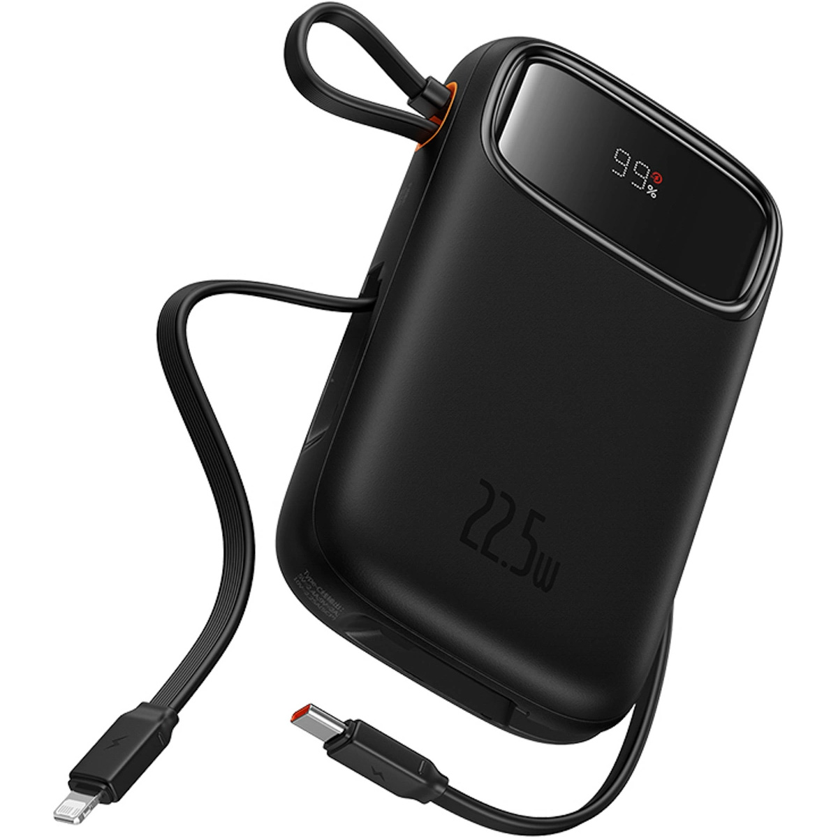 Повербанк BASEUS QPow 2 Dual-Cable Digital Display Fast Charge Power Bank 22.5W 20000mAh Black (P10055002113-00)