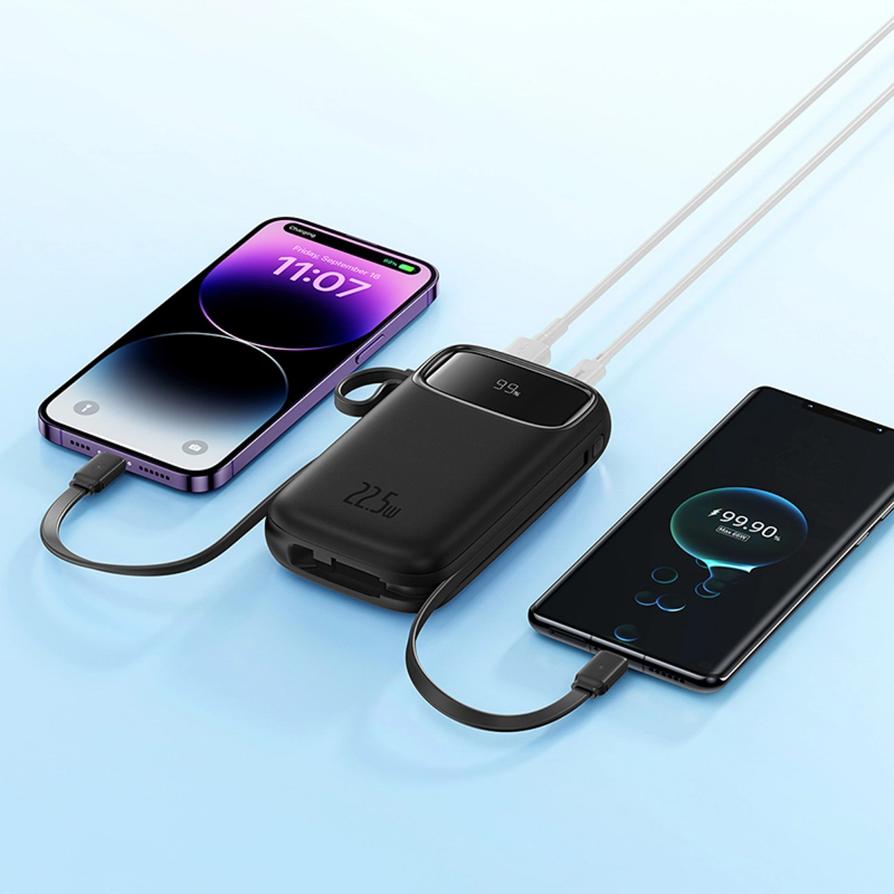 Повербанк BASEUS QPow 2 Dual-Cable Digital Display Fast Charge Power Bank 22.5W 20000mAh Black (P10055002113-00)