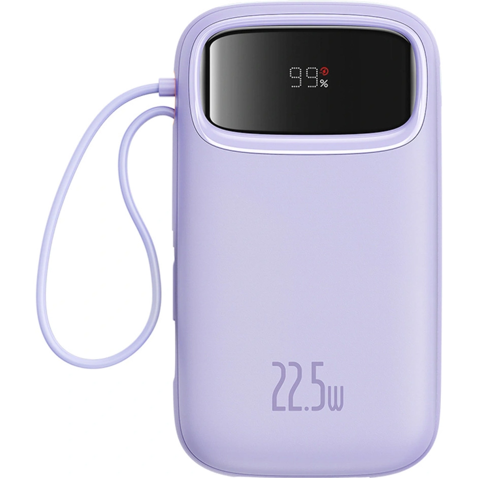 Повербанк BASEUS QPow 2 Dual-Cable Digital Display Fast Charge Power Bank 22.5W 20000mAh Purple (P10055002513-00)
