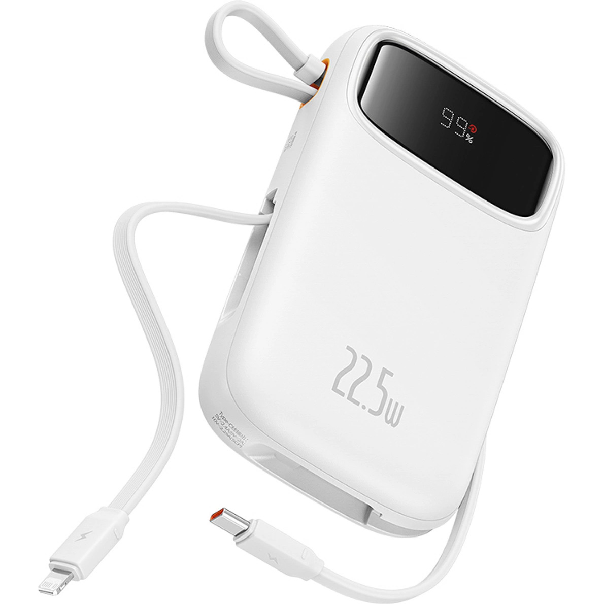 Повербанк BASEUS QPow 2 Dual-Cable Digital Display Fast Charge Power Bank 22.5W 20000mAh White (P10055002223-00)