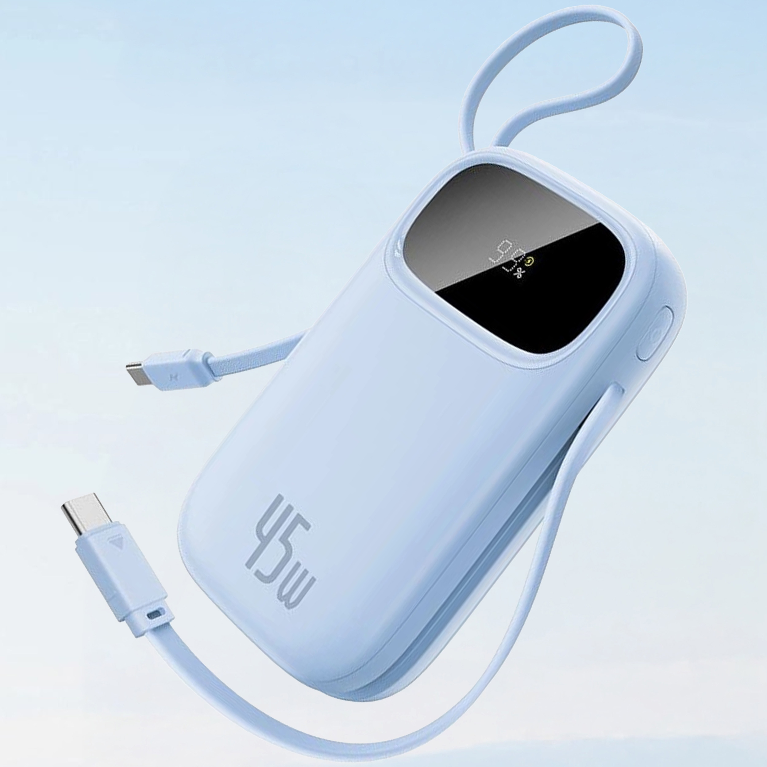 Повербанк BASEUS QPow 3 Digital Display Power Bank with 2 Built-in USB-C Cables 45W 20000mAh Blue (P10082105313-00)