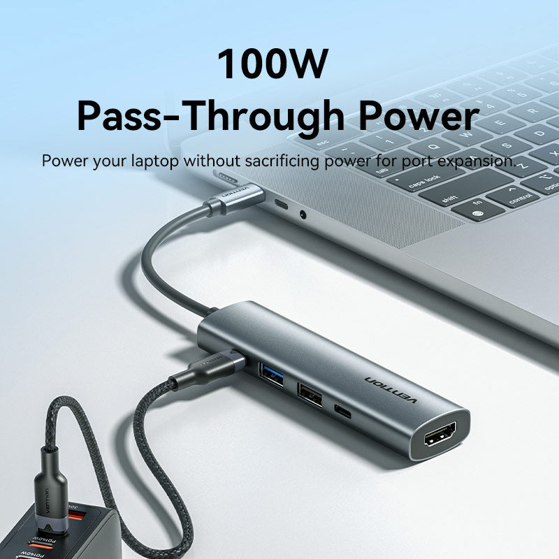 Порт-реплікатор VENTION 5-in-1 USB-C to HDMI/USB3.0/USB2.0/USB-C2.0/PD (TGLHB)