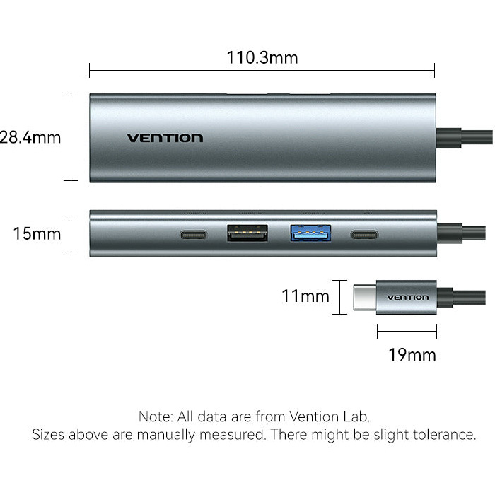 Порт-реплікатор VENTION 5-in-1 USB-C to HDMI/USB3.0/USB2.0/USB-C2.0/PD (TGLHB)