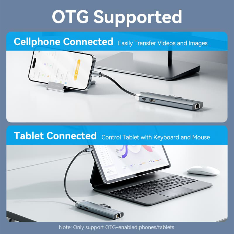 Порт-репликатор VENTION 8-in-1 USB-C to HDMI/USB-C3.2/USB3.0/USB2.0/SD/TF/LAN/PD (TGUHB)