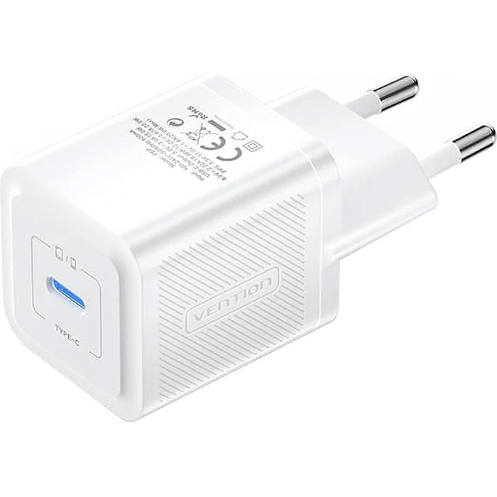 Зарядний пристрій VENTION 1xUSB-C GaN Wall Charger 20W White (FEPW0-EU)
