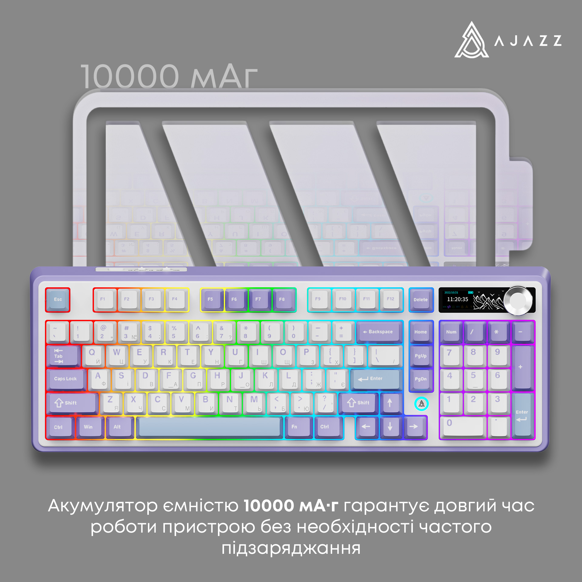 Клавіатура бездротова AJAZZ AK980 V2 Gift Switch V2 Purple/White/Blue