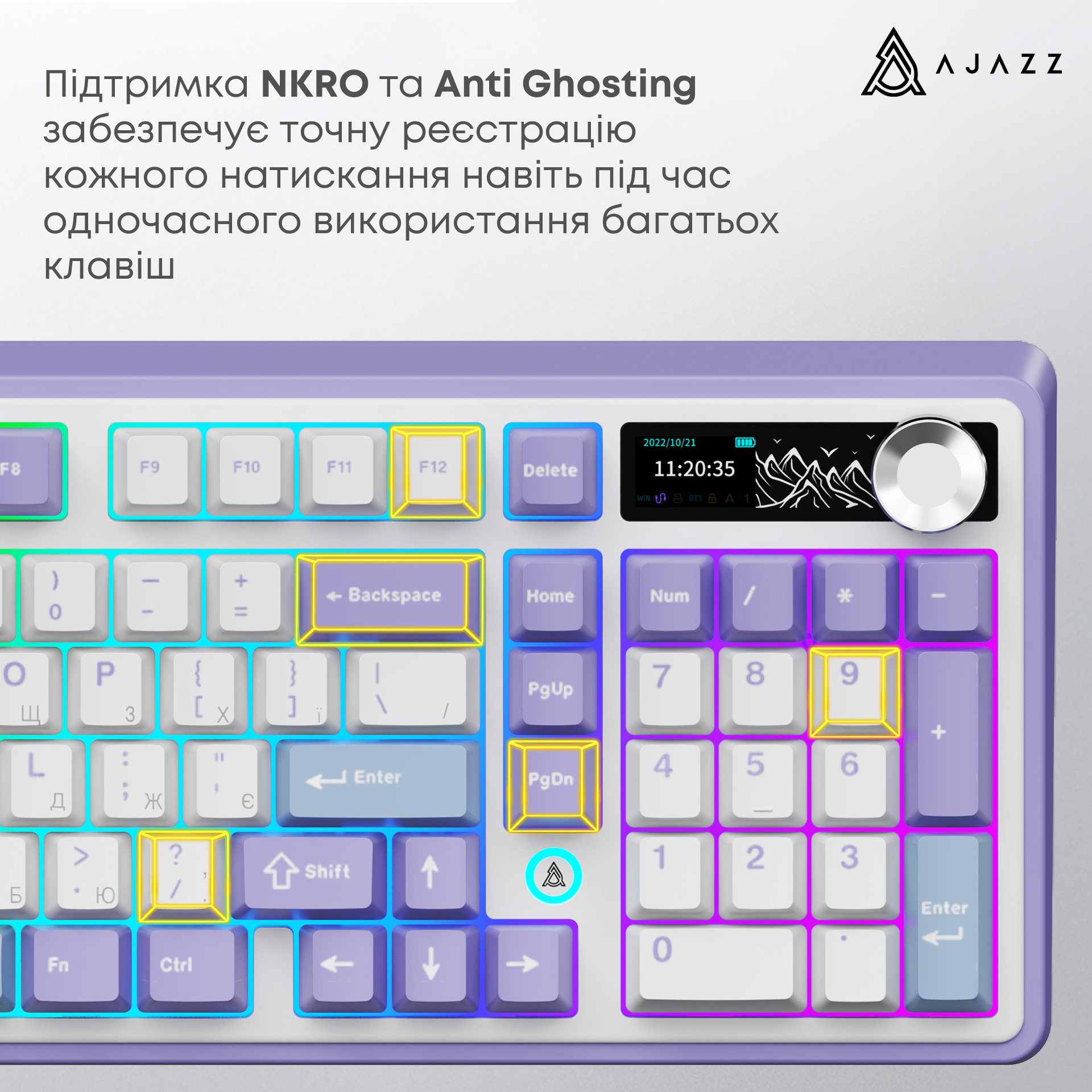 Клавіатура бездротова AJAZZ AK980 V2 Gift Switch V2 Purple/White/Blue