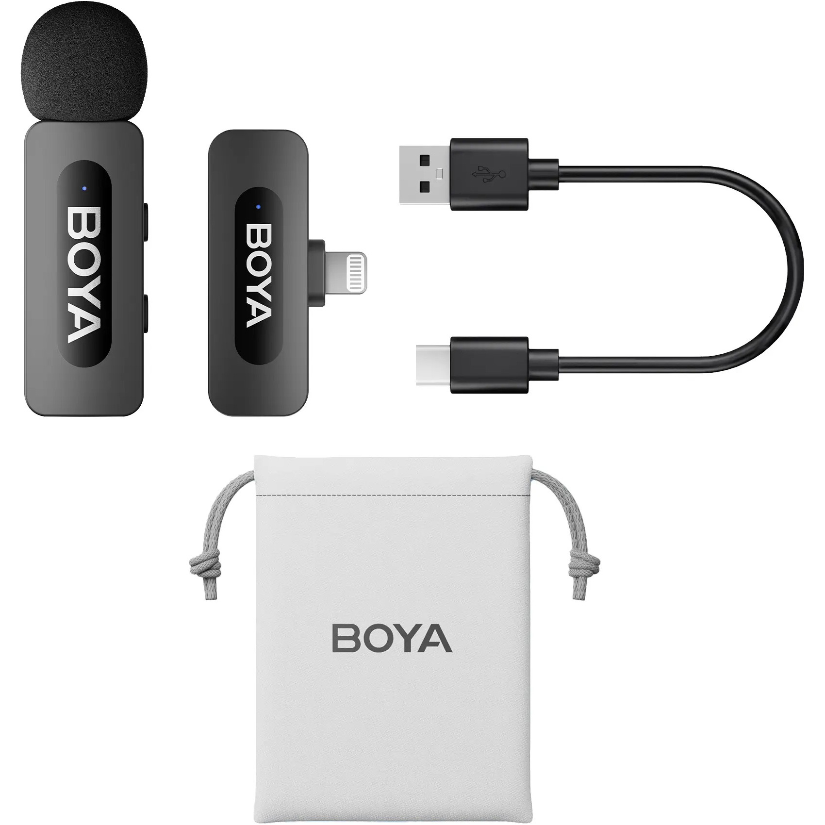 Бездротовий петличний мікрофон BOYA BY-V1 Next-Gen Dual-Channel Wireless Microphone Lightning Black