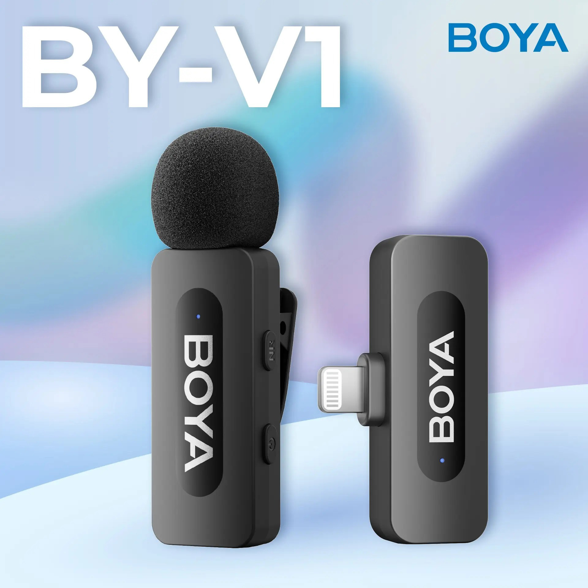 Бездротовий петличний мікрофон BOYA BY-V1 Next-Gen Dual-Channel Wireless Microphone Lightning Black