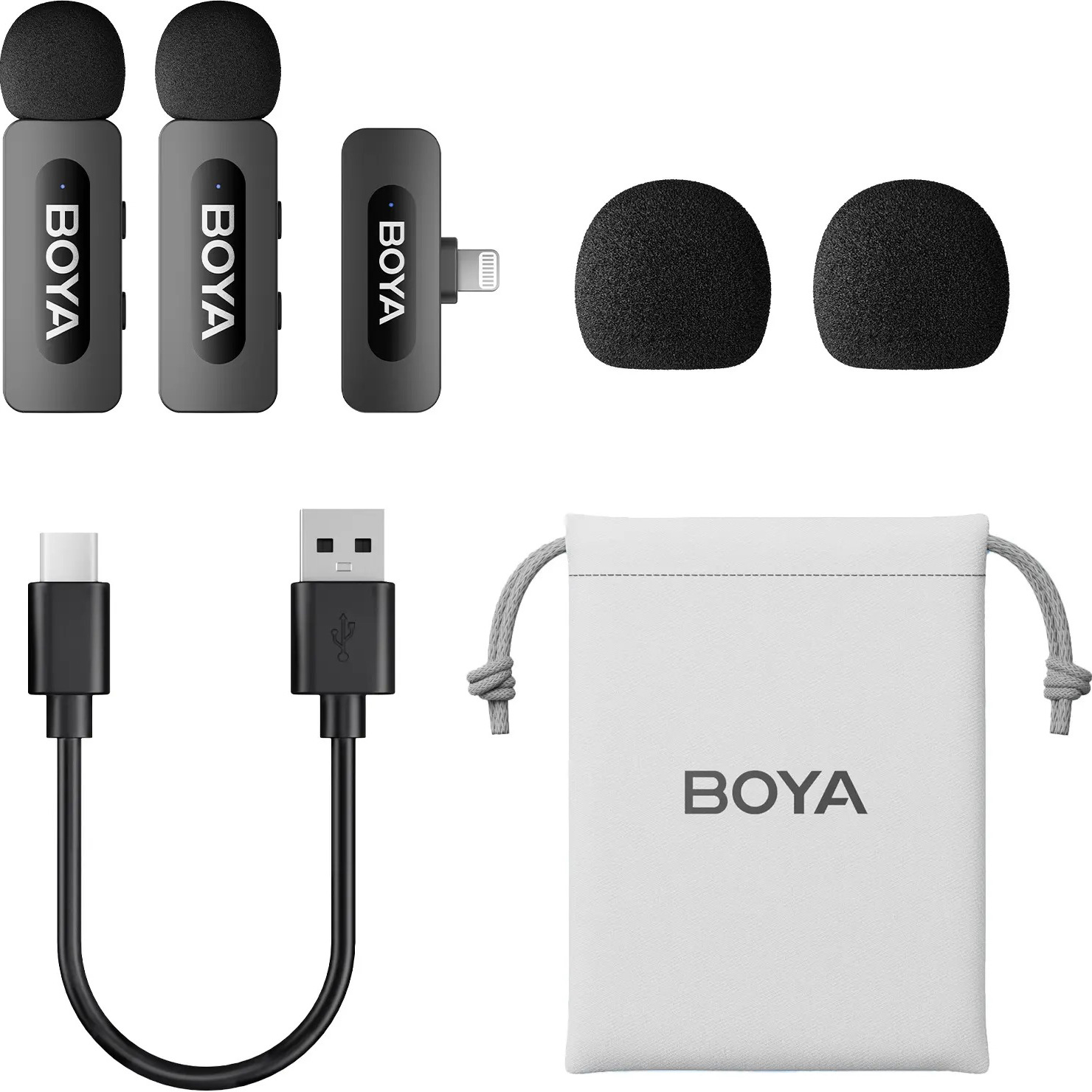 Бездротовий петличний мікрофон BOYA BY-V2 Next-Gen Dual-Channel Wireless Microphone Lightning Black