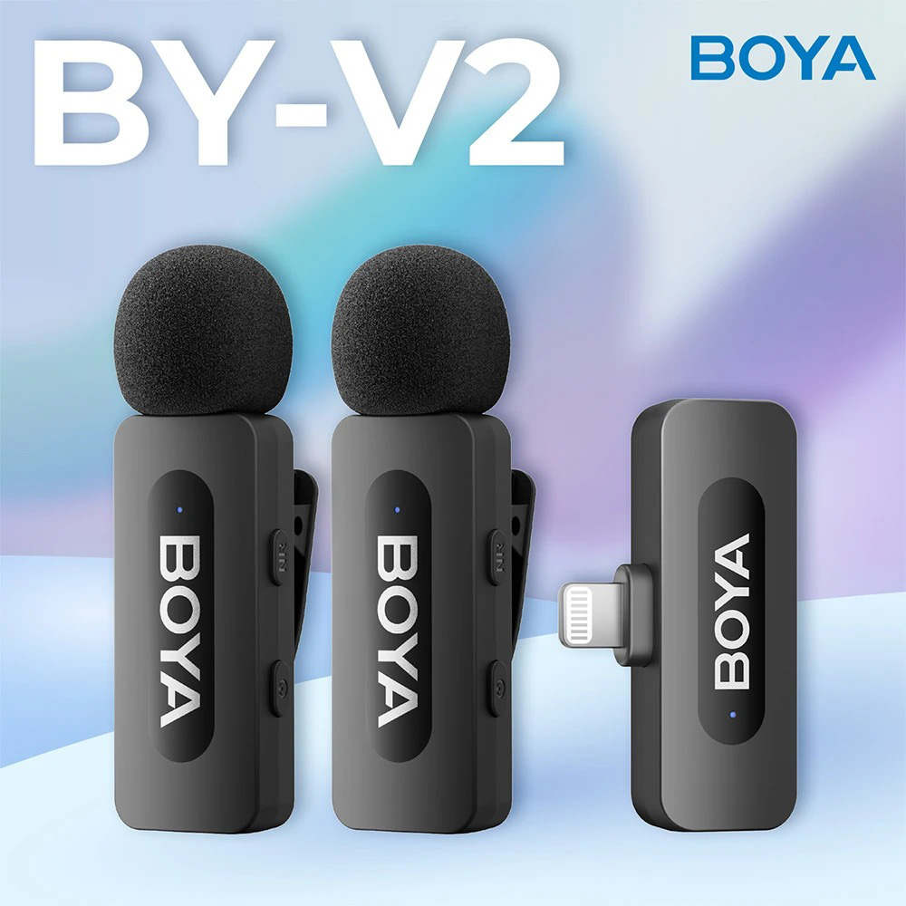 Бездротовий петличний мікрофон BOYA BY-V2 Next-Gen Dual-Channel Wireless Microphone Lightning Black