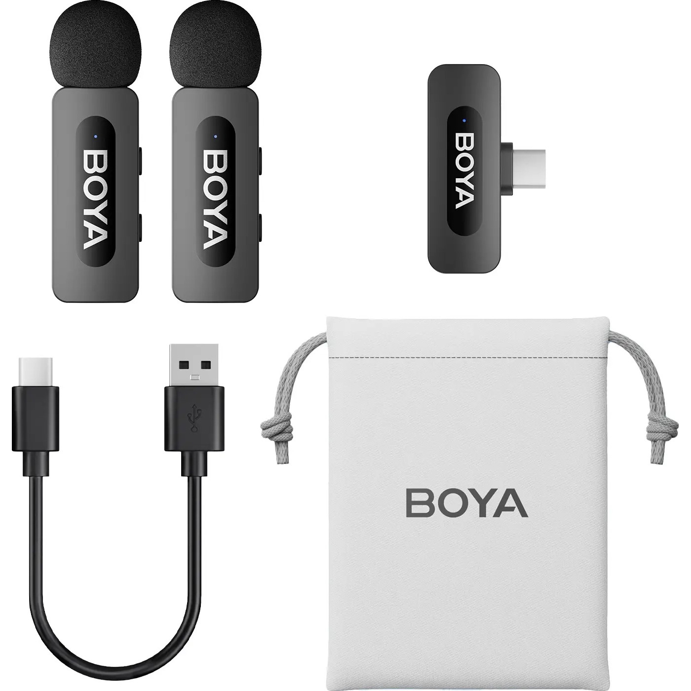 Бездротовий петличний мікрофон BOYA BY-V20 Next-Gen Dual-Channel Wireless Microphone Type-C Black