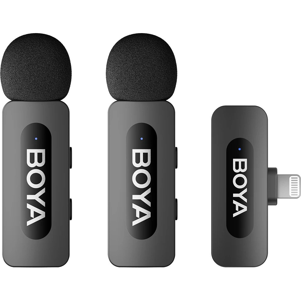 Бездротовий петличний мікрофон BOYA BY-V3 2.4 GHz Dual-Channel Wireless Microphone Lightning Black