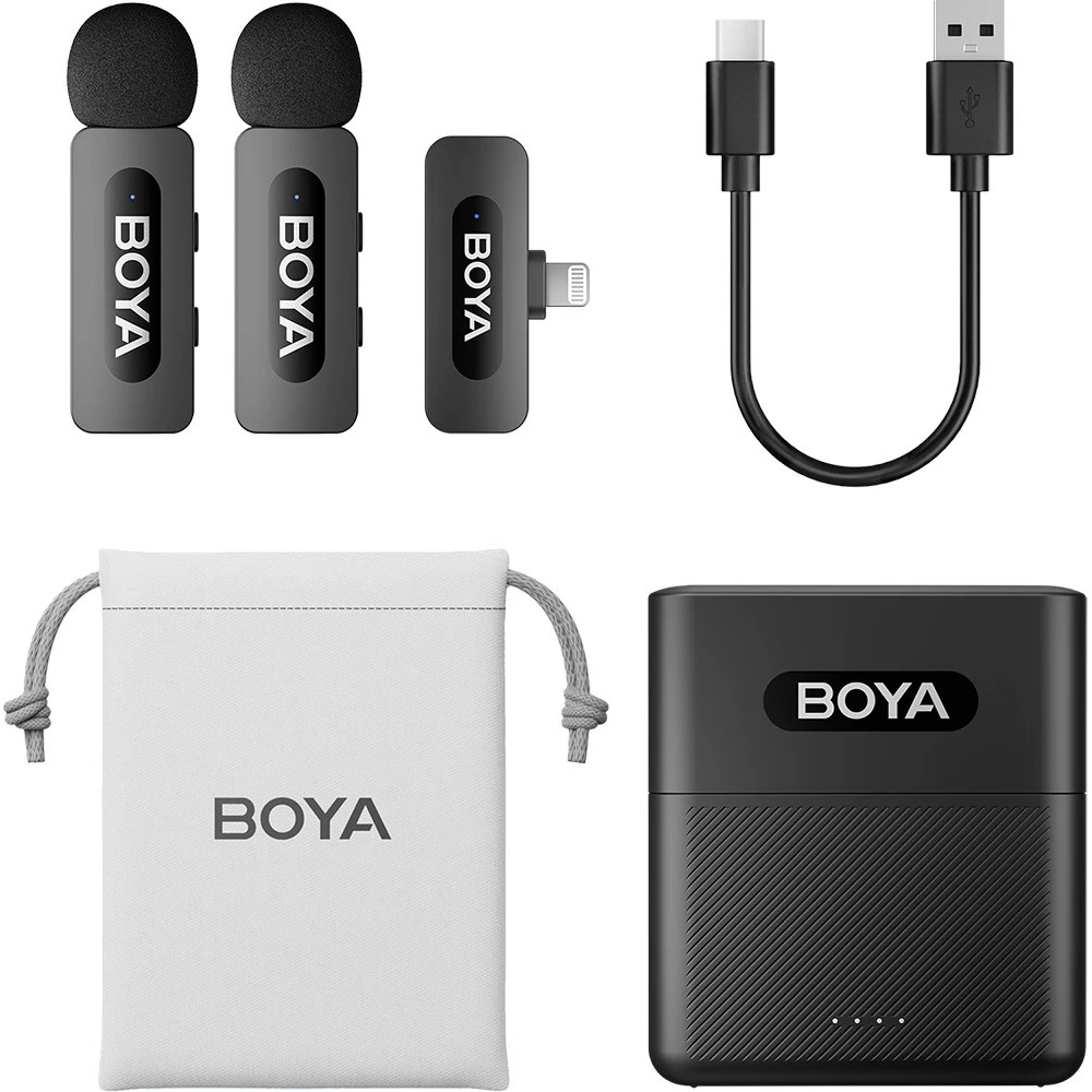 Бездротовий петличний мікрофон BOYA BY-V3 2.4 GHz Dual-Channel Wireless Microphone Lightning Black