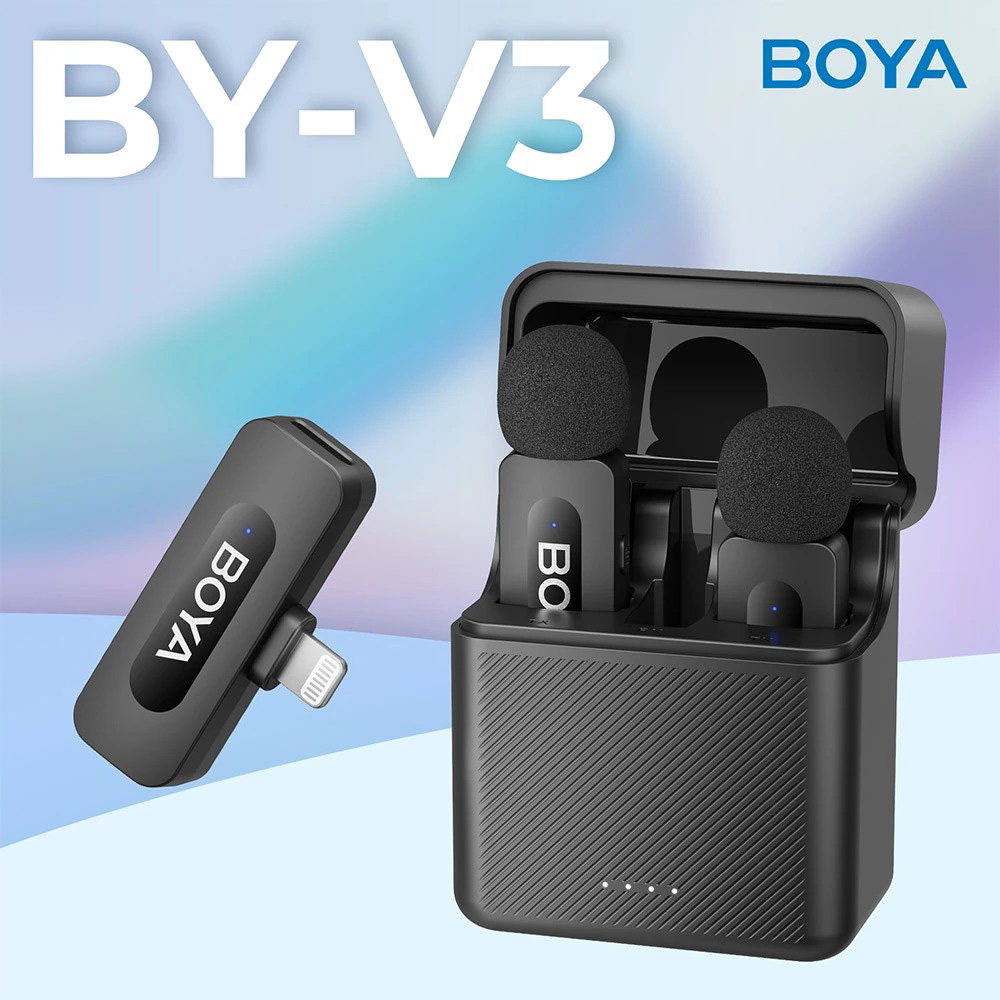 Бездротовий петличний мікрофон BOYA BY-V3 2.4 GHz Dual-Channel Wireless Microphone Lightning Black