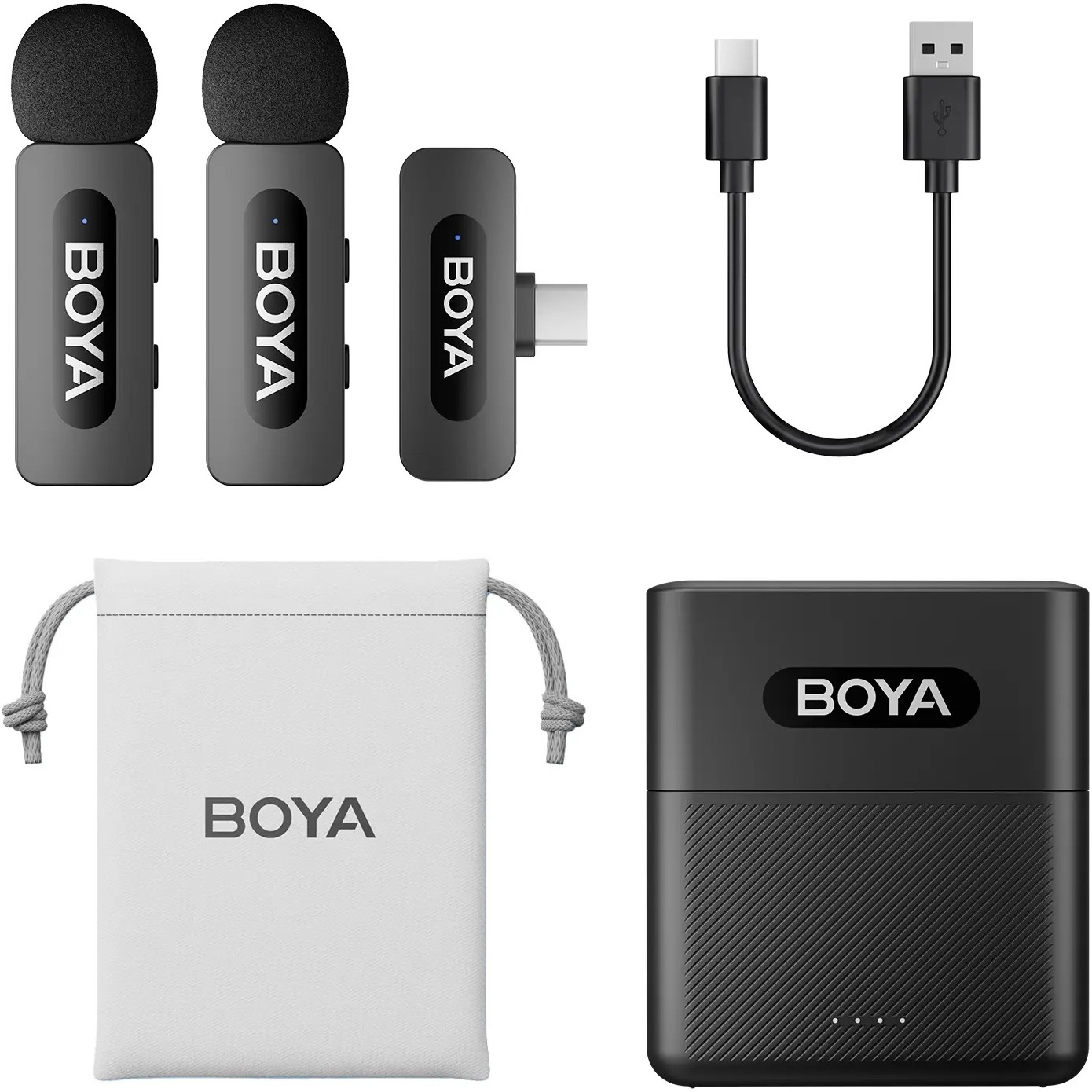 Бездротовий петличний мікрофон BOYA BY-V30 2.4 GHz Dual-Channel Wireless Microphone Type-C Black